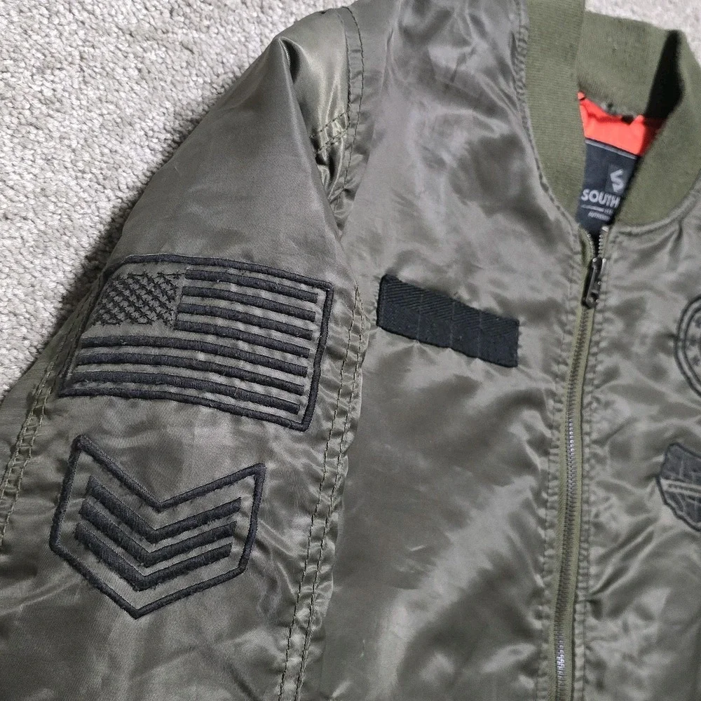 VTG Southpole Bomber Flight Jacket Mens Small Quilted Lined Y2K Army Green